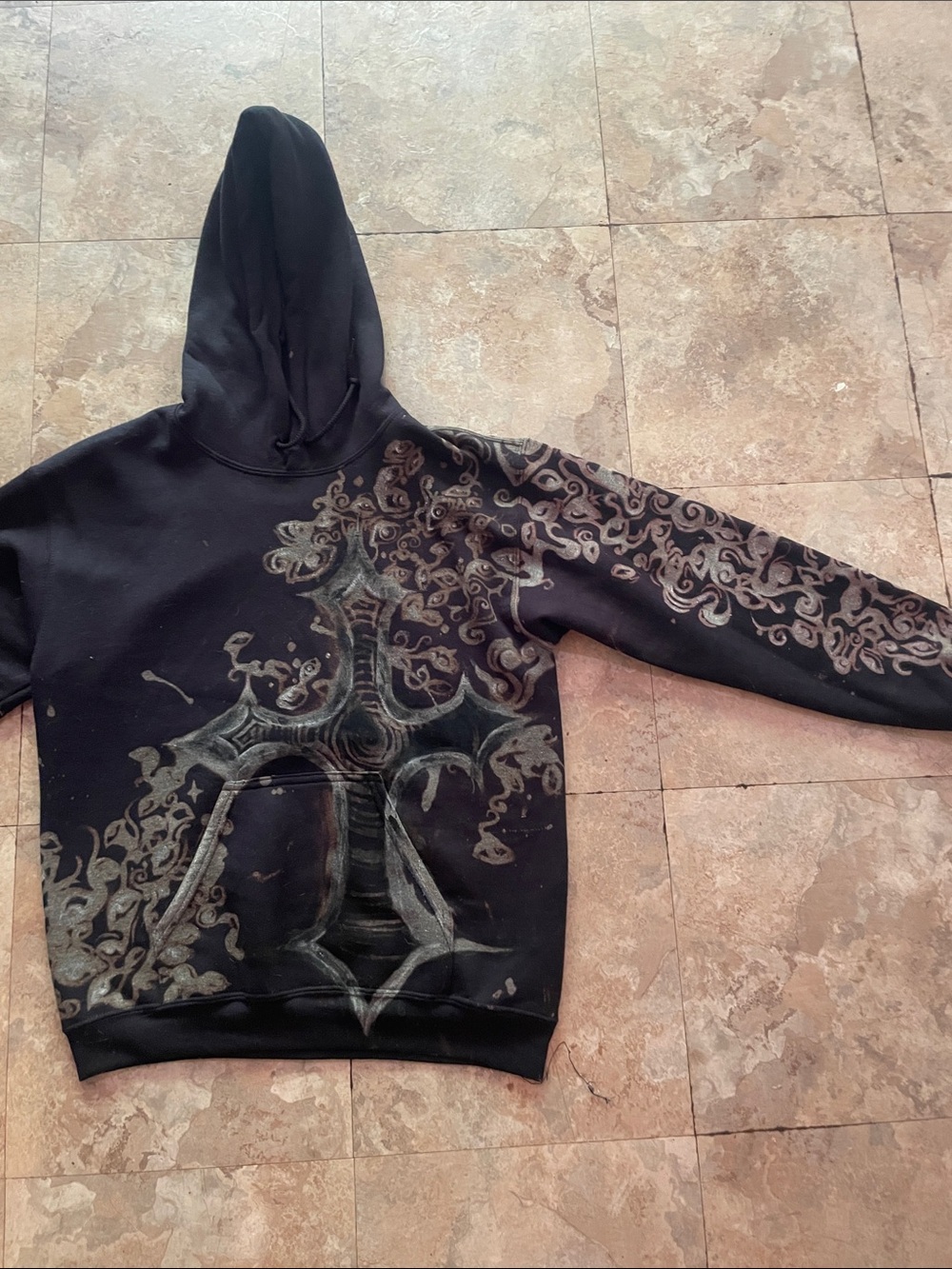 Hobby Lobby Black Crewneck Hoodie with Silver Ornate Graphic